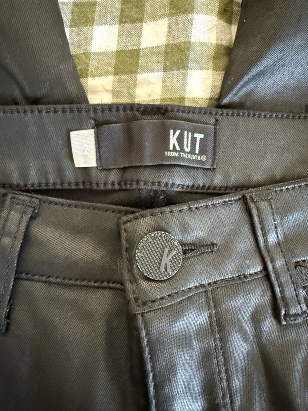 KUT from the Kloth Ana High-Rise Fab Ab Flare-Baby All Over- Coated - Picture 3 of 4